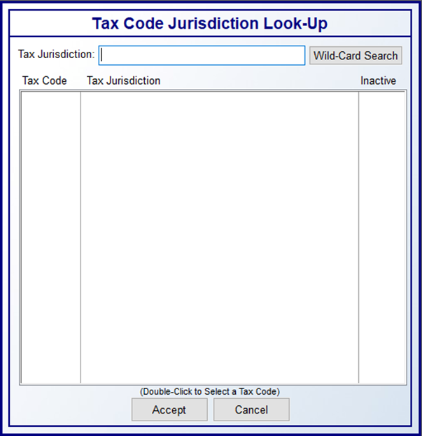 Sales Tax Code Maintenance